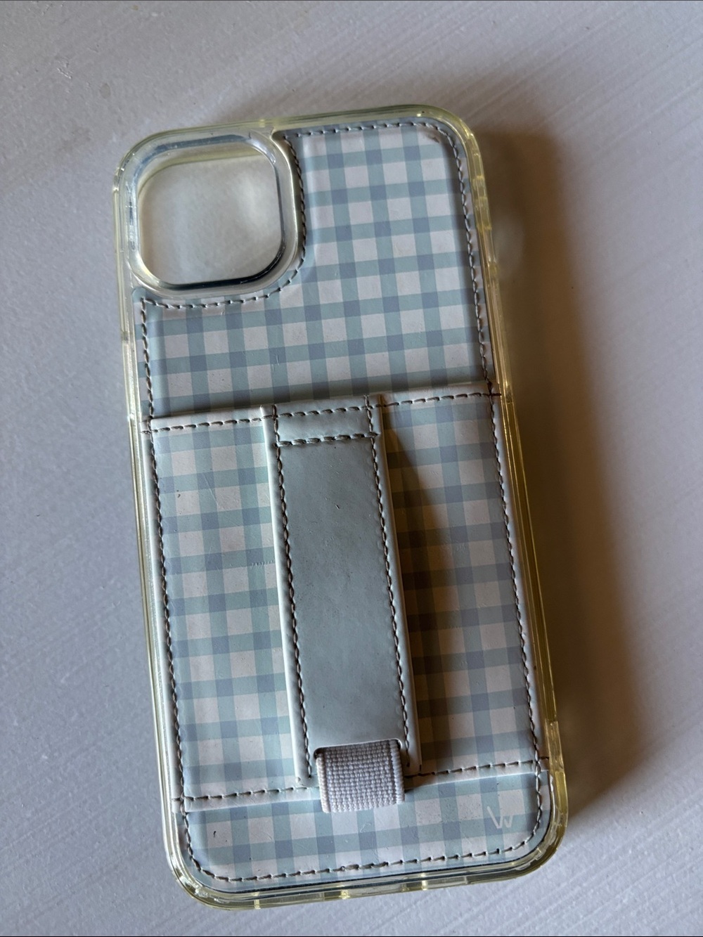 Blue Check Plaid Phone Walli Case with Kickstand